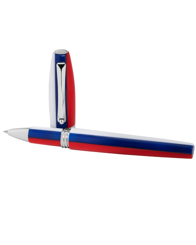 Montegrappa ISFORRPR ручка-роллер бело-красно-синяя смола-нержавеющая сталь Montegrappa ISFORRPR ручка-роллер бело-красно-синяя смола-нержавеющая сталь