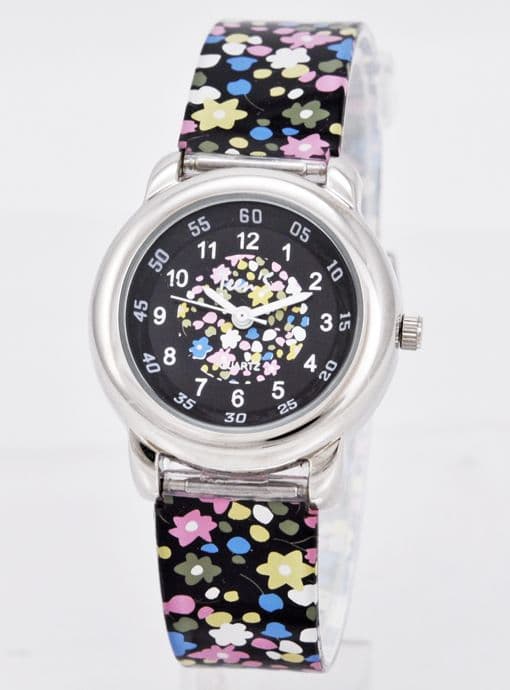 Часы "ТИК-ТАК" H113-1 цветы черные