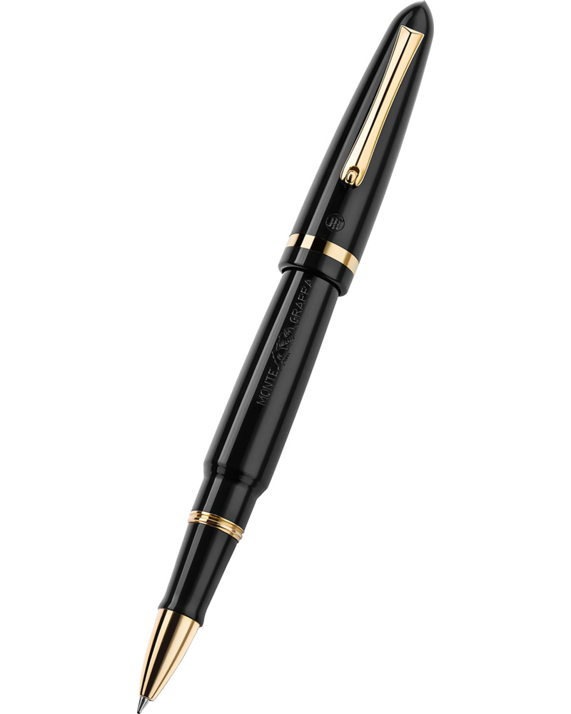 Montegrappa ISVENRAC ручка-роллер, черная смола, позолота/нержавеющая сталь