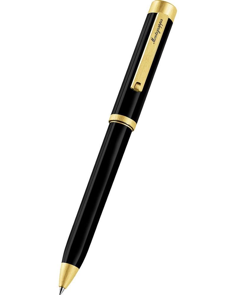 Montegrappa ISZEIBIY ручка шариковая, черная смола-матовая позолота IP