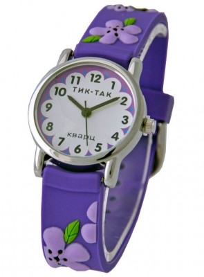 Часы "ТИК-ТАК" H101-2 цветы фиолетовые